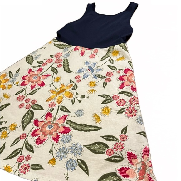 💙🌺 Old Navy Fit & Flare Tank Dress | Navy Top | Floral Skirt | Large (10-12) - Picture 5 of 9